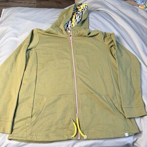 Orla Kiely x Regatta Women’s Hoodie Olive Green Pink Zipper Size UK 18 USA 14